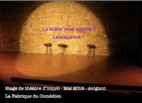 Stage de théâtre d’impro en mai à Avignon. Du 10 au 13 avril 2018 à Avignon. Vaucluse.  13H00
